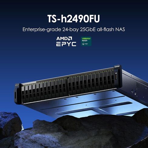 QNAP TS-H2490FU-7302P-256G 24 BAY DUAL NAD NAS مع موانين ذكيين مزدوجين 25GBE و 1100W PSU زائدة عن الحاجة in Saudi Arabia
