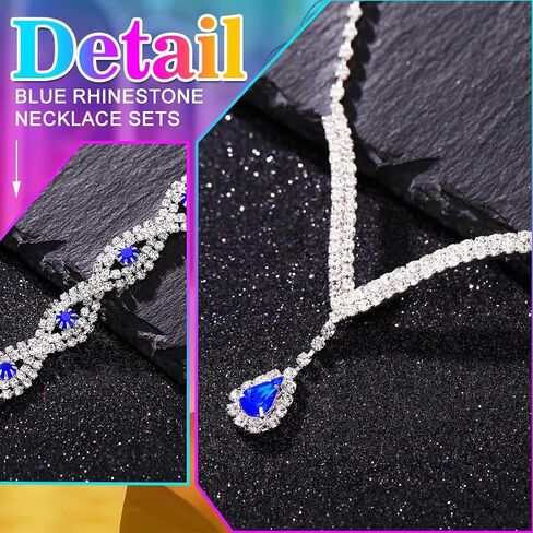 GORAIS Silver Rhinestone Prom Wedding Jewelry Set Formal Bridal Necklace Sets for Women and Brides in Saudi Arabia
