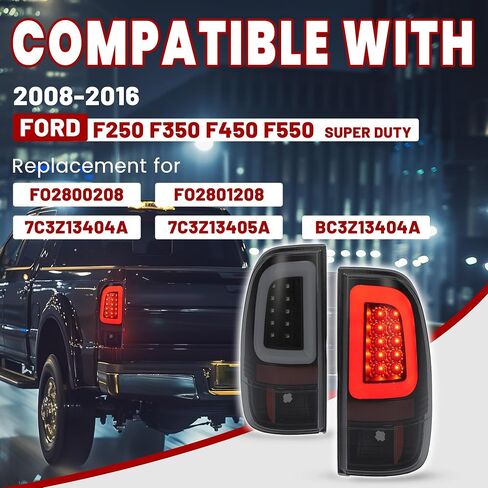 HECASA LED Pair Tail Lights Compatible with 2008-2016 Ford F250 F350 F450 F550 Super Duty Replacement for FO2800208 FO2801208 Tail Lamp w/LED Tube Bar LH & RH - Clear Lens Chrome Housing in Saudi Arabia