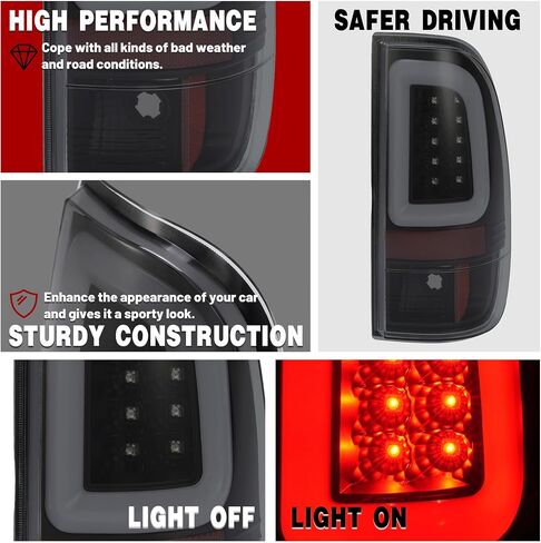 HECASA LED Pair Tail Lights Compatible with 2008-2016 Ford F250 F350 F450 F550 Super Duty Replacement for FO2800208 FO2801208 Tail Lamp w/LED Tube Bar LH & RH - Clear Lens Chrome Housing in Saudi Arabia