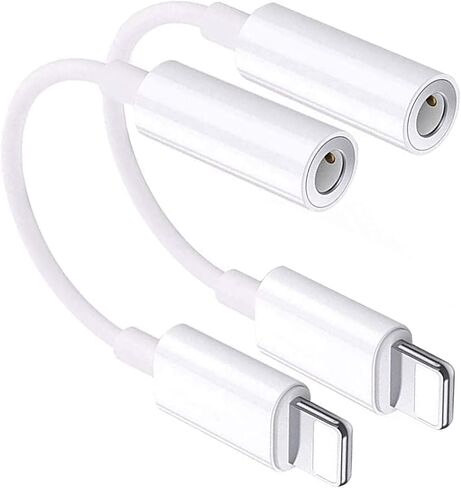 [Apple MFi Certified] 2 Pack iPhone 3.5mm Headphone Jack Adapter,Lightning to 3.5mm Earphones Jack Adapter Cord Dongle Aux Cable Converter Accessories Compatible with iPhone14 13 12 11/Xs/XR in Saudi Arabia