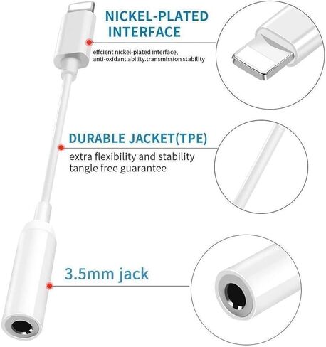 [Apple MFi Certified] 2 Pack iPhone 3.5mm Headphone Jack Adapter,Lightning to 3.5mm Earphones Jack Adapter Cord Dongle Aux Cable Converter Accessories Compatible with iPhone14 13 12 11/Xs/XR in Saudi Arabia