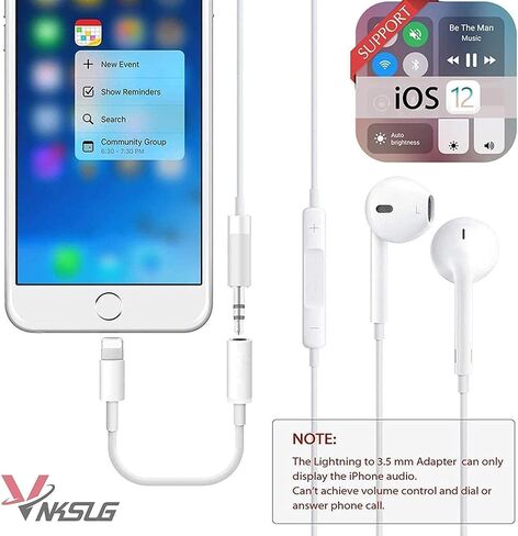 [Apple MFi Certified] 2 Pack iPhone 3.5mm Headphone Jack Adapter,Lightning to 3.5mm Earphones Jack Adapter Cord Dongle Aux Cable Converter Accessories Compatible with iPhone14 13 12 11/Xs/XR in Saudi Arabia