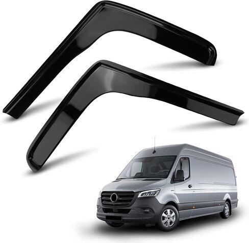 درع واقي المطر للنافذة الأمامية داخل القناة متوافق مع ملحقات 2007-2015 2016 2017 Mercedes Sprinter 1500 2500 3500، عاكسات الرياح الجانبية للنافذة، أقنعة تهوية، قطعتان in Kuwait