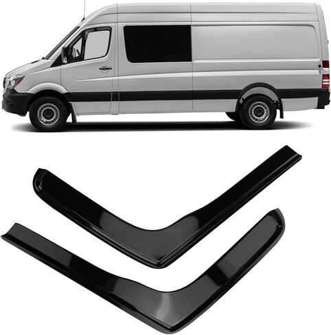 درع واقي المطر للنافذة الأمامية داخل القناة متوافق مع ملحقات 2007-2015 2016 2017 Mercedes Sprinter 1500 2500 3500، عاكسات الرياح الجانبية للنافذة، أقنعة تهوية، قطعتان in Kuwait