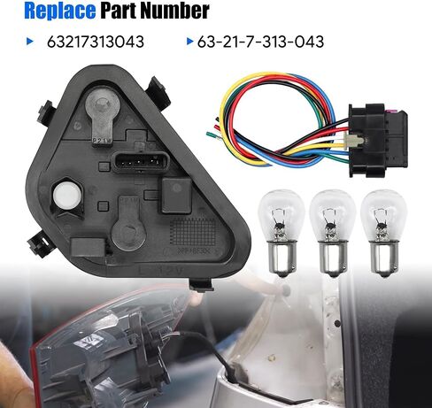 Right Passenger Side Rear Tail Light Lamp Holder Bracket Socket Panel with Harness and Bulbs Compatible with BMW 3 Series 320i 328i 335i 328d 2012 2013 2014 2015 Replace 63217313044 in Saudi Arabia