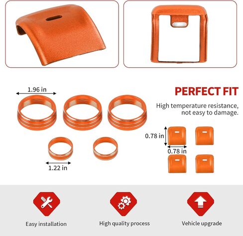 Jimen Fit for Jeep Wrangler JK JKU 2012-2018, 9PCS Center Console AC Air Conditioner Control Knob Trim & Radio Volume Knob Ring & Window Switch Button Cover (Red) in Saudi Arabia