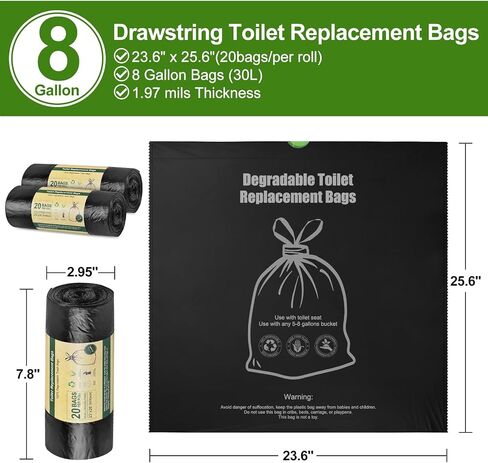 حقائب المرحاض في Blika Camping Eco Eco Extorbent Absorbent ، أكياس مرحاض محمولة مع هلام ، 8 جالون (30 لترًا) 1.97 مل ، حقيبة بديلة للمرحاض مع مسحوق المرحاض للتخييم في الهواء الطلق في الهواء الطلق in Kuwait