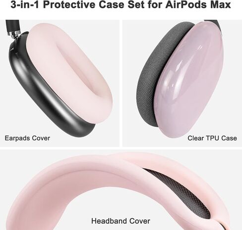 مجموعة حماية Soulwit لـ AirPods Max ، غطاء عقال + حامي Case Protector + غطاء أذن السيليكون ، ملحق مقاوم للعروع ، قابلة للغسل بسهولة ، مضاد للخلع (أسود) in Saudi Arabia