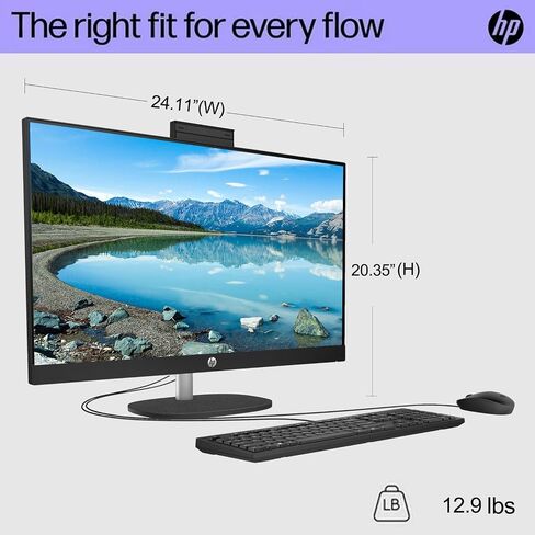 HP 2025 Essential 27 Business All-in-One PC with Next Gen AI Support, 27" FHD Touch, Core Ultra 7 155U, 64GB DDR5 RAM, 2TB SSD, Wi-Fi 6, W11H, Wired KB & M, Bundle with ADATA 512GB External SSD in Saudi Arabia