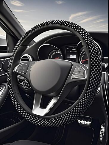 Three-Dimensional Mesh Breathable Sweat-Absorbing Comfortable Non-Slip Car Steering Wheel Cover, Without Inner Ring Suitable for 37-38CM Auto Parts - Suitable for Everyday Use,Pink in Saudi Arabia
