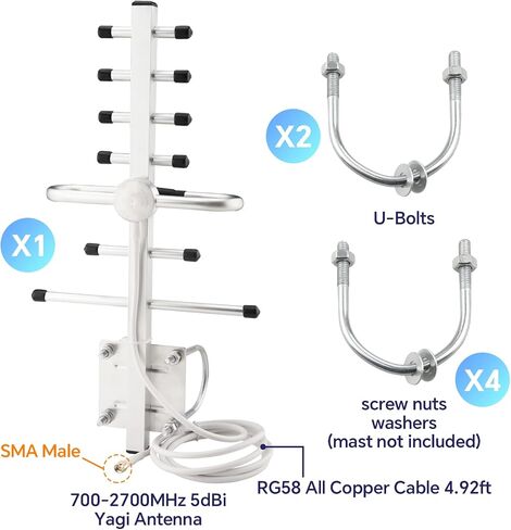 Boobrie Dual Band 2.4g/5.8g 8dbi yagi الهوائي في الهواء الطلق هوائي اتجاهي مع RP-SMA أنثى RG58 Cable 4.92 قدم مكسب عالية 13 هوائي WiFi لبطاقة شبكة التوجيه wifi معزز إشارة wifi in Saudi Arabia