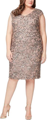 Alex Evenings Women's Plus-Size Midi Cap Sleeve Dress with Sequin in Saudi Arabia