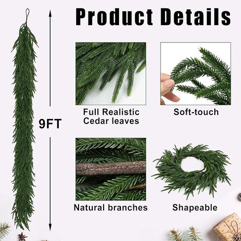 6FT Realistic Christmas Garland Pine Garland Real Touch Green Artificial Greenery Garland Artificial Pine Garlands,for Table Mantle Wall Indoor Outdoor Christmas All-Season Decorations in Saudi Arabia