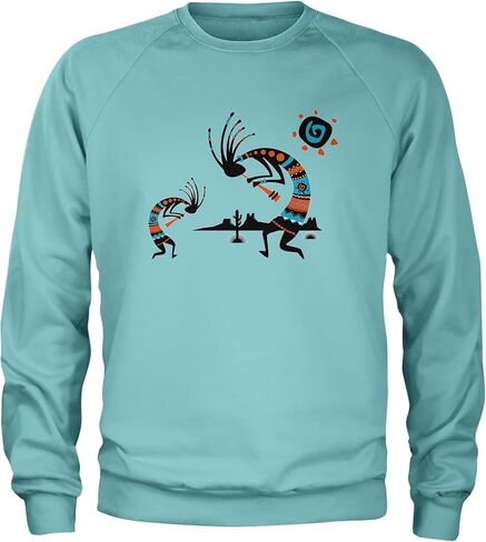 Native American Kokopelli Southwest Adult Crewneck Sweatshirt, Soft Fleece, Graphic Pullover in Saudi Arabia