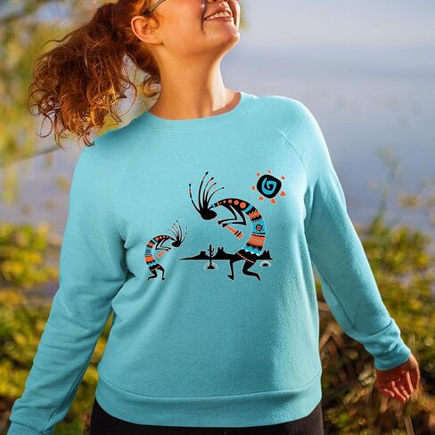 Native American Kokopelli Southwest Adult Crewneck Sweatshirt, Soft Fleece, Graphic Pullover in Saudi Arabia