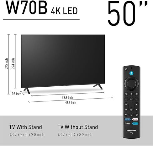 Panasonic TV-85W70BP W70 Series 85 inch LED 4K Ultra HD Smart Fire TV Bundle with 2X HDMI 2.0 Cable, TV Wall Mount, 6-Outlet Surge Adapter, Theater Essentials and Exclusive 26 Month Protection Pack in Saudi Arabia