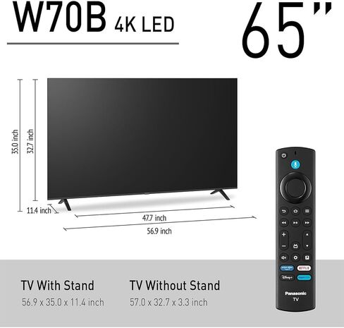 Panasonic TV-85W70BP W70 Series 85 inch LED 4K Ultra HD Smart Fire TV Bundle with 2X HDMI 2.0 Cable, TV Wall Mount, 6-Outlet Surge Adapter, Theater Essentials and Exclusive 26 Month Protection Pack in Saudi Arabia