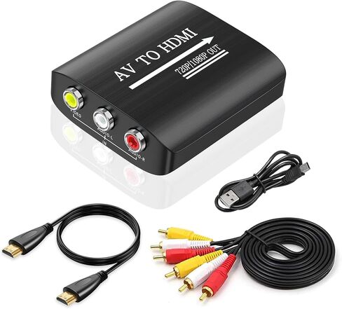 RCA to HDMI Converter, AV Composite Video to Digital Video 1080p/720p Adapter, Plug & Play, No Driver Needed, Supports PAL/NTSC/SECAM, HD Video Output for TV,CVBS, DVD, VCR in Kuwait