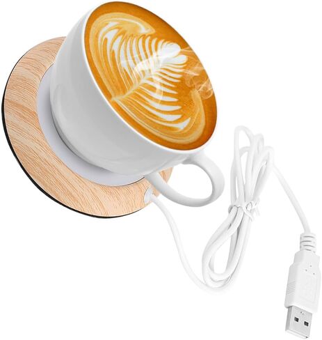 USB Coffee Mug Warmer و Coffee Cucfe Warmer 5V USB ، لمعظم فنجان الفولاذ المقاوم للصدأ ، زجاجة تغذية ، خزف ، خشب الجوز الزجاجي والمعادن ، القدح جهاز الكمبيوتر الخاص بك ، سطح المكتب ، (حبة الجوز الخفيفة) in Kuwait
