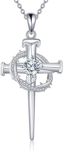 Moissanite Cross Necklace Sterling Silver Lab Created Diamond Infinity Pendant Crucifix Jewelry Gifts for Women Men in Saudi Arabia