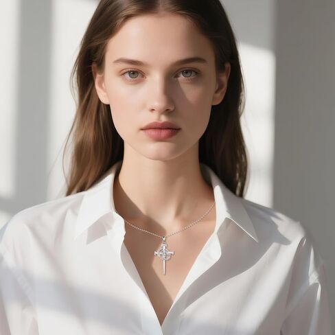 Moissanite Cross Necklace Sterling Silver Lab Created Diamond Infinity Pendant Crucifix Jewelry Gifts for Women Men in Saudi Arabia