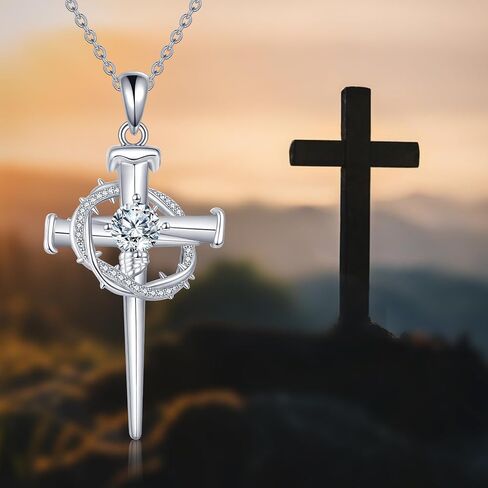 Moissanite Cross Necklace Sterling Silver Lab Created Diamond Infinity Pendant Crucifix Jewelry Gifts for Women Men in Saudi Arabia
