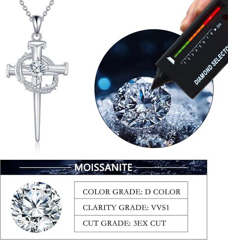 Moissanite Cross Necklace Sterling Silver Lab Created Diamond Infinity Pendant Crucifix Jewelry Gifts for Women Men in Saudi Arabia