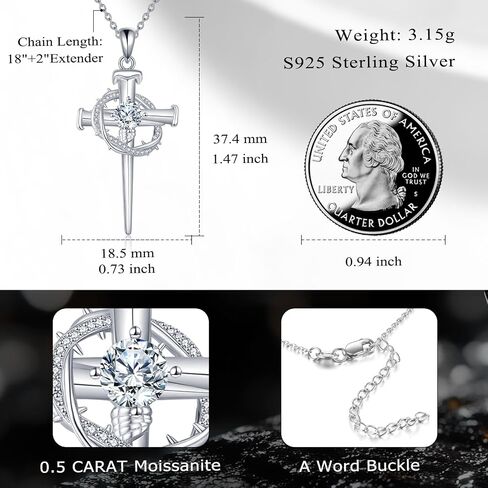 Moissanite Cross Necklace Sterling Silver Lab Created Diamond Infinity Pendant Crucifix Jewelry Gifts for Women Men in Saudi Arabia