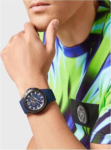 Plein Sport Thunderstorm Chrono Collection Luxury Mens Watch Timepieces with a Black Strap Featuring a Gun Case and a Camo Dial in Saudi Arabia