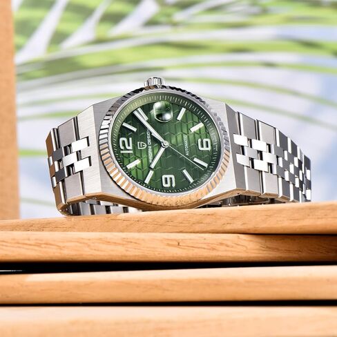 باجاني ديزاين ساعة رجالية جديدة حركة أوتوماتيكية يابانية حافظة من الفولاذ المقاوم للصدأ 10ATM مقاومة للماء مضيئة ساعة عمل عادية مع التاريخ in Kuwait