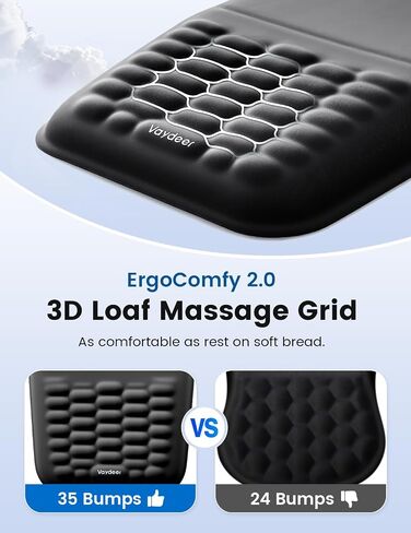 Vaydeer Ergonomic Mouse Pad with Wrist Rest – Memory Foam Mouse Pad with Wrist Support & Massage Bulge, Non-Slip PU Base, Relieves Carpal Tunnel Pain – Ideal Mouse Wrist Rest for Office & Home in Saudi Arabia