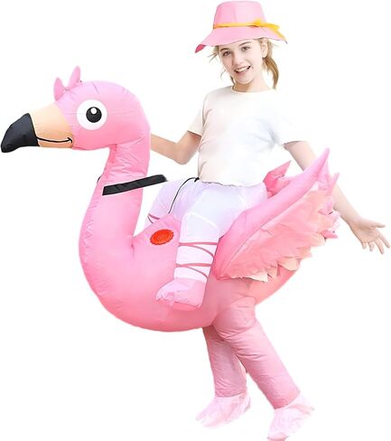 Inflatable Flamingo Costume, Ride on Flamingo Suit, Air Blow up Halloween Costumes for Adults Funny Fancy Dress Party (4.9-6.2 ft) in Saudi Arabia