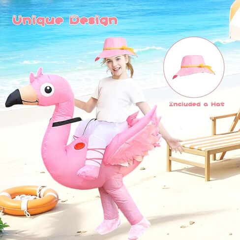 Inflatable Flamingo Costume, Ride on Flamingo Suit, Air Blow up Halloween Costumes for Adults Funny Fancy Dress Party (4.9-6.2 ft) in Saudi Arabia