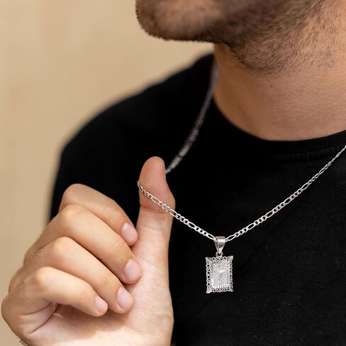 KissYan Cross Pendant Necklace for Women Men, 14K Gold Plated Square Faith Christian Figaro Chain Delicate Religious Jewelry Gifts in Saudi Arabia