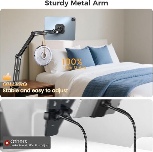 حامل جدار الجدار اللوحي Ohlpro-360 درجة قابلة للتعديل وقابلة للتمديد من 3 مراحل لـ iPad Pro/Air/Mini ، Tab Galaxy 5-13 " in Saudi Arabia
