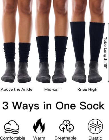 جوارب FITRELL للنساء، 3 أزواج من الجوارب القطنية الناعمة بطول الركبة in Kuwait