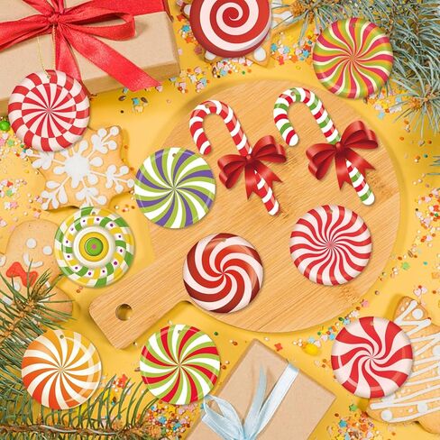 33pcs Peppermint Candy Christmas Tree Ornaments - Colorful Wooden Candy Cane Lollipop Hanging Ornaments Pendants for Xmas Tree New Year Holiday Home Party Decorations Indoor in Kuwait