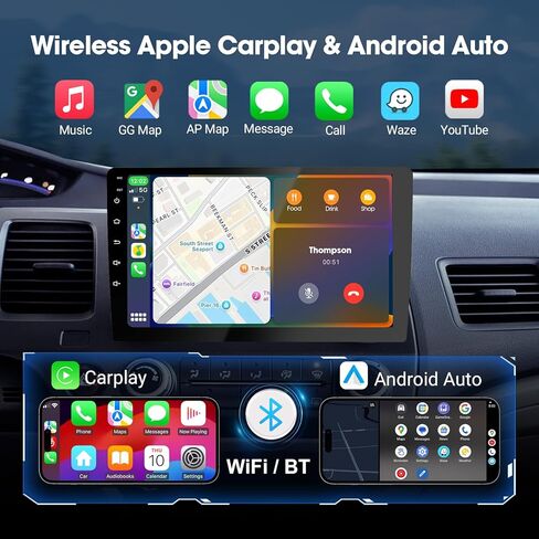 10.1" Carplay Screen for Car, Double Din Car Radio with Bluetooth 4.1, HD Backup Camera, Mirror Link, GPS Navigation, WiFi, Voice Control, 2+64GB, FM/AM in Saudi Arabia