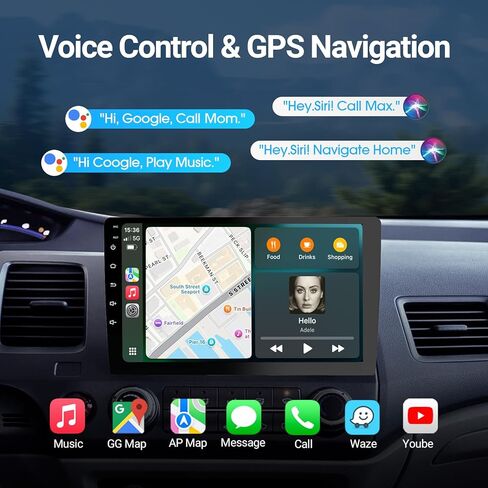 10.1" Carplay Screen for Car, Double Din Car Radio with Bluetooth 4.1, HD Backup Camera, Mirror Link, GPS Navigation, WiFi, Voice Control, 2+64GB, FM/AM in Saudi Arabia