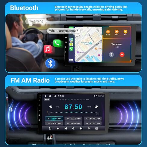 10.1" Carplay Screen for Car, Double Din Car Radio with Bluetooth 4.1, HD Backup Camera, Mirror Link, GPS Navigation, WiFi, Voice Control, 2+64GB, FM/AM in Saudi Arabia