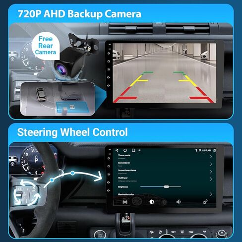 10.1" Carplay Screen for Car, Double Din Car Radio with Bluetooth 4.1, HD Backup Camera, Mirror Link, GPS Navigation, WiFi, Voice Control, 2+64GB, FM/AM in Saudi Arabia