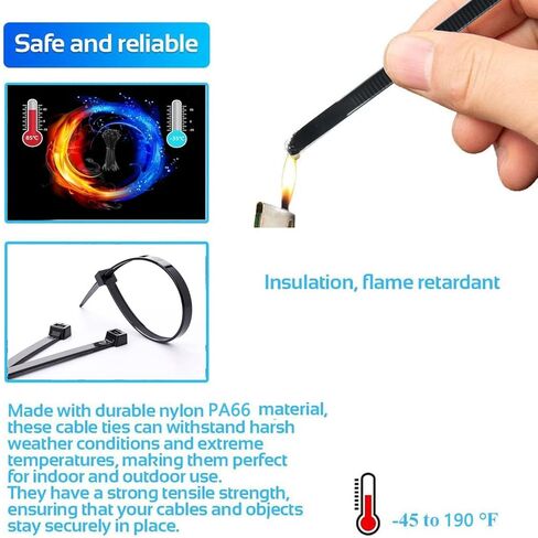 روابط كابل ثقيلة للخدمة السوداء 18 بوصة (50 حزمة) - روابط مضغوطة للأشعة فوق البنفسجية للاستخدام الداخلي والخارجي ، وقوة شد 250 رطل ، متينة ومقاومة للطقس in Kuwait