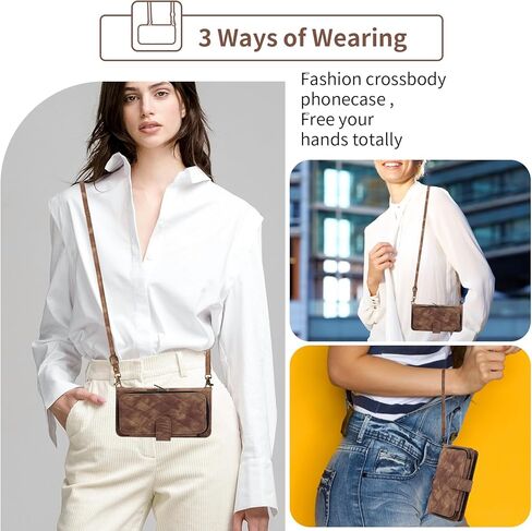 علبة الهاتف لـ Samsung Galaxy Z Fold 5g 5g 2023 غطاء خلية محفظة مع Crossbody Lanyard الكتف حزام Flip Stand Stand Szipper Pres in Saudi Arabia