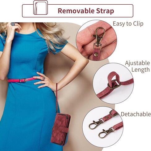 علبة الهاتف لـ Samsung Galaxy Z Fold 5g 5g 2023 غطاء خلية محفظة مع Crossbody Lanyard الكتف حزام Flip Stand Stand Szipper Pres in Saudi Arabia
