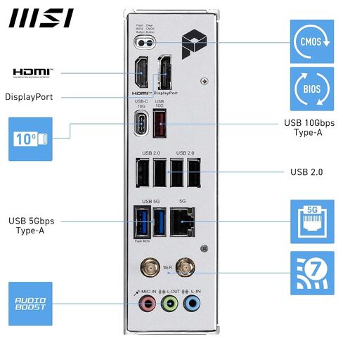 MSI B850 Gaming Plus WiFi PZ Motherboard ، ATX - يدعم AMD Ryzen 9000/8000/7000 معالجات ، AM5 - DDR5 Boost 8200+ MT/S (OC) ، PCIE 5.0 X16 ، M.2 Gen5 ، Wi -Fi 7 ، 5G LAN in Saudi Arabia