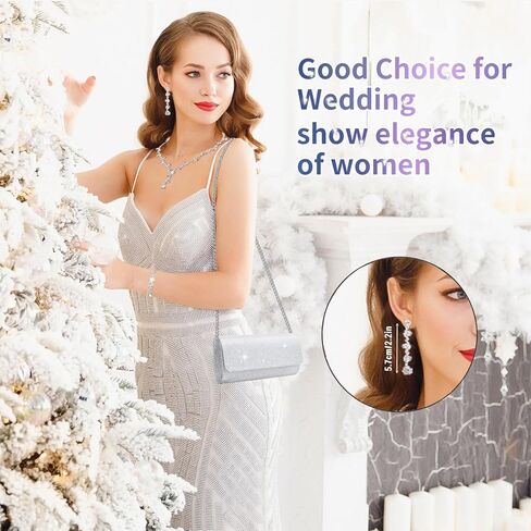 stablerice 9 Pcs Rhinestone Jewelry Sets for Women Rhinestone Purses for Women Clutch Purse Necklace Earrings Bracelet Jewelry Sets for Wedding Formal Bridal Bridesmaid Gifts (Gold) in Kuwait