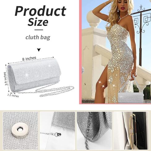 stablerice 9 Pcs Rhinestone Jewelry Sets for Women Rhinestone Purses for Women Clutch Purse Necklace Earrings Bracelet Jewelry Sets for Wedding Formal Bridal Bridesmaid Gifts (Gold) in Kuwait