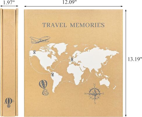 Travel Photo Album 4x6 Photos,5 Pictures Per Page 300 Capacity Vacation Memory Book with World Map Cover–Excellent Kraft Album for Family Adventure Trips Gifts in Kuwait