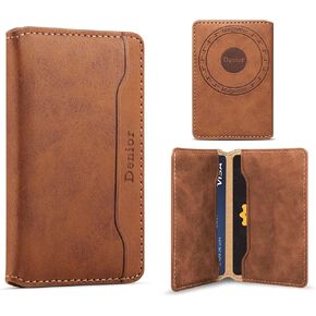 Denior Magnetic Card Phone Walleder for iPhone 16/15/14/13/12 Series ، Magsafe Phone Wallet ، Ultra-Slim 3-Slot Id & Card حامل ، Retro Style (Brown) in Saudi Arabia